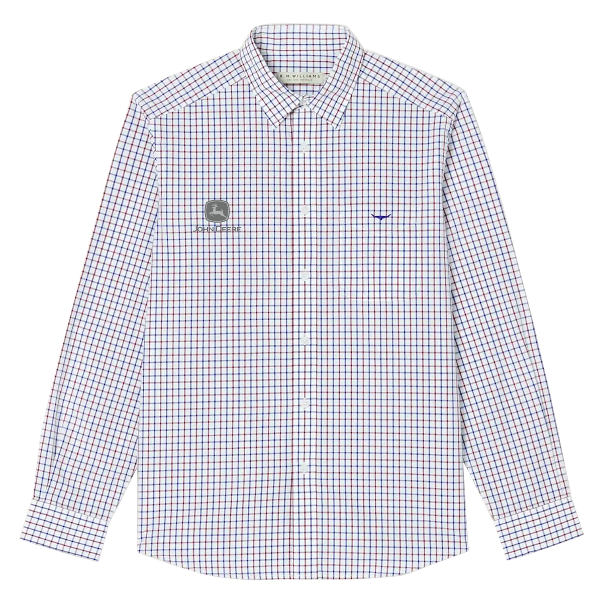 Picture of John Deere Collins Shirt by R. M. Williams – Navy/Burgundy/White - NE