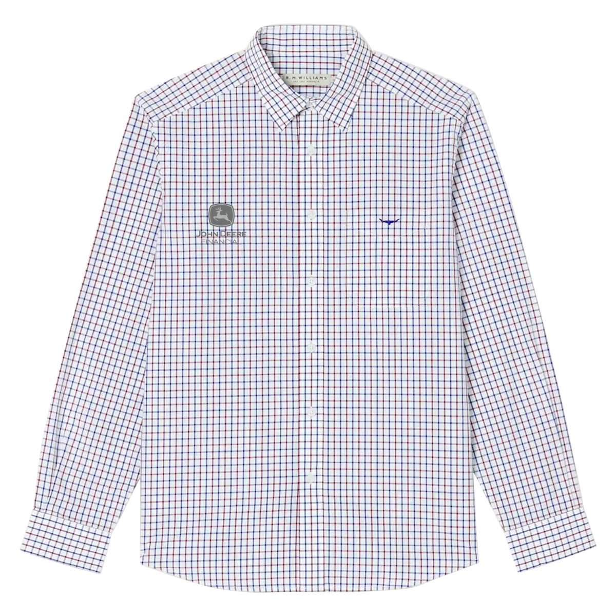 Picture of John Deere Collins Shirt by R. M. Williams – Navy/Burgundy/White - NEF