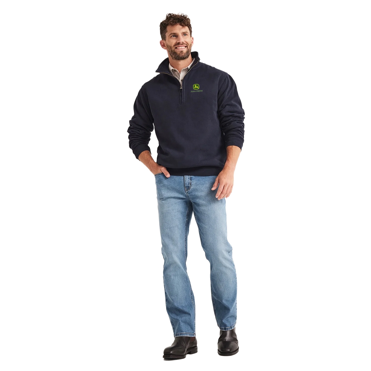 Picture of John Deere Trentham Light-Weight Jumper by RB Sellars - Navy AG